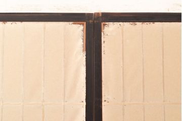 アンティーク建具　黒い框がモダンな印象を高める障子戸2枚セット(引き戸、建具)(R-048056)