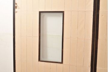 アンティーク建具　黒い框がモダンな印象を高める障子戸2枚セット(引き戸、建具)(R-048056)