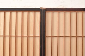 アンティーク建具　昭和初期　黒い框がモダンな印象を高める障子戸4枚セット　(R-048057)