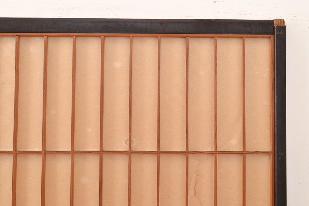アンティーク建具　昭和初期　黒い框がモダンな印象を高める障子戸4枚セット　(R-048057)