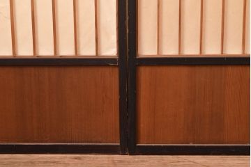 アンティーク建具　昭和初期　黒い框がモダンな印象を高める障子戸4枚セット　(R-048057)