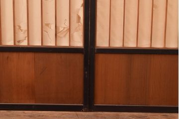 アンティーク建具　昭和初期　黒い框がモダンな印象を高める障子戸4枚セット　(R-048057)