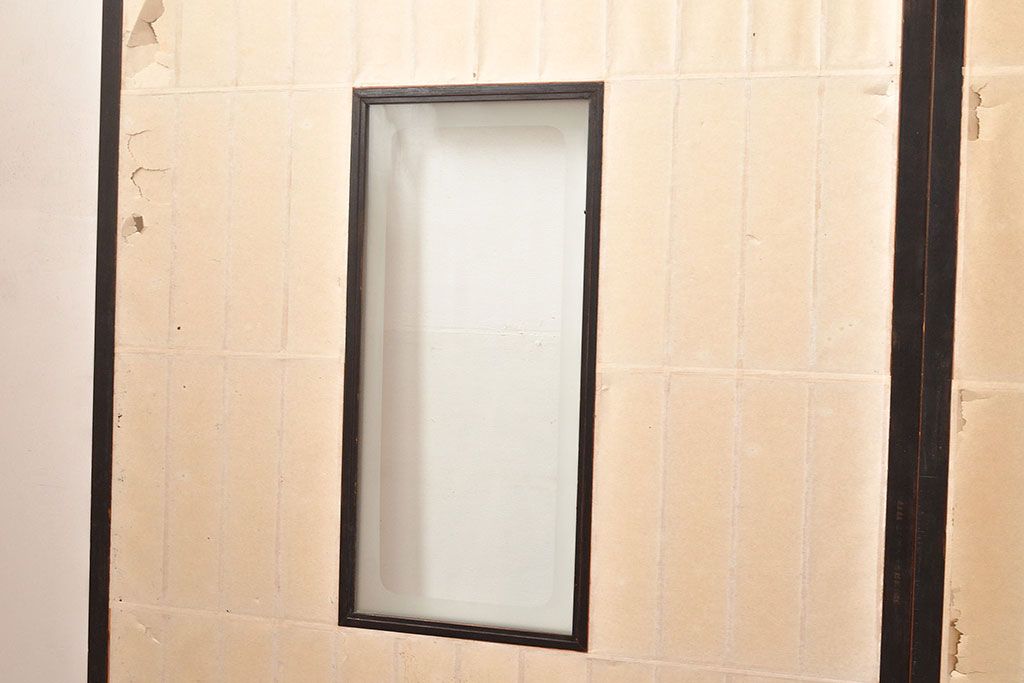 アンティーク建具　昭和初期　黒い框がモダンな印象を高める障子戸4枚セット　(R-048057)