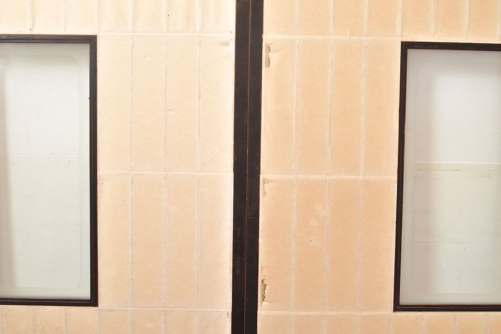 アンティーク建具　昭和初期　黒い框がモダンな印象を高める障子戸4枚セット　(R-048057)