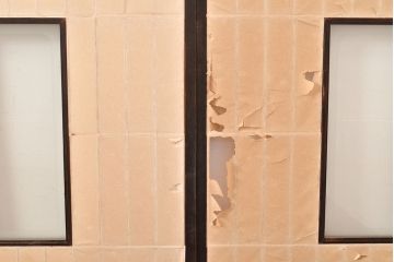 アンティーク建具　昭和初期　黒い框がモダンな印象を高める障子戸4枚セット　(R-048057)