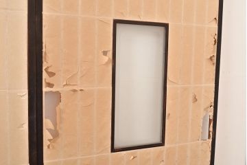 アンティーク建具　昭和初期　黒い框がモダンな印象を高める障子戸4枚セット　(R-048057)