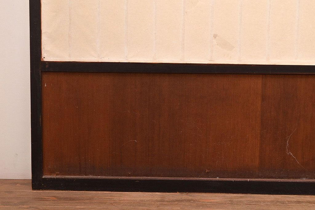 アンティーク建具　昭和初期　黒い框がモダンな印象を高める障子戸4枚セット　(R-048057)