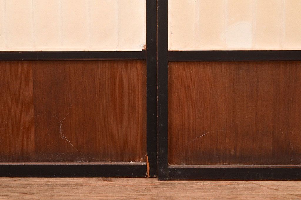 アンティーク建具　昭和初期　黒い框がモダンな印象を高める障子戸4枚セット　(R-048057)
