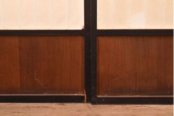 アンティーク建具　昭和初期　黒い框がモダンな印象を高める障子戸4枚セット　(R-048057)