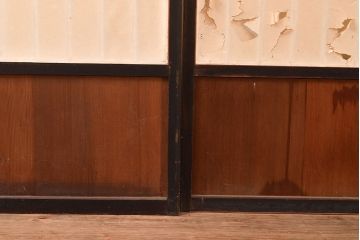 アンティーク建具　昭和初期　黒い框がモダンな印象を高める障子戸4枚セット　(R-048057)