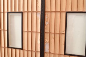 アンティーク建具　黒い框がモダンな印象を高める障子戸4枚セット(引き戸、建具)(R-048057)