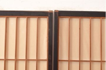 アンティーク建具　黒い框がモダンな印象を高める障子戸4枚セット(引き戸、建具)(R-048058)