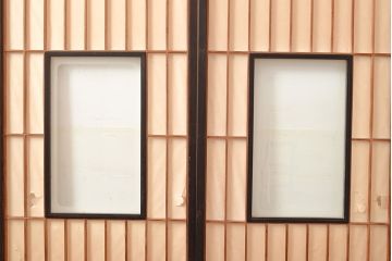アンティーク建具　黒い框がモダンな印象を高める障子戸4枚セット(引き戸、建具)(R-048058)