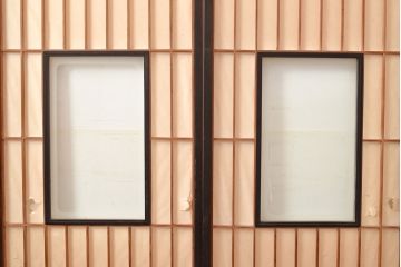 アンティーク建具　黒い框がモダンな印象を高める障子戸4枚セット(引き戸、建具)(R-048058)