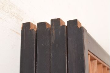アンティーク建具　黒い框がモダンな印象を高める障子戸4枚セット(引き戸、建具)(R-048058)