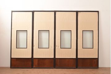 アンティーク建具　黒い框がモダンな印象を高める障子戸4枚セット(引き戸、建具)(R-048058)