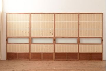 アンティーク建具　凛とした和の美しさ漂う障子戸4枚セット(引き戸、建具)(R-048060)