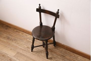 中古 松本民芸家具の凝った装飾が素敵な南京小椅子(イス、チェア)(R-048071)