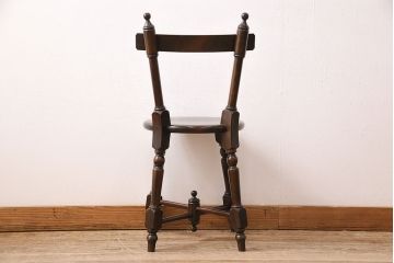 中古 松本民芸家具の凝った装飾が素敵な南京小椅子(イス、チェア)(R-048071)