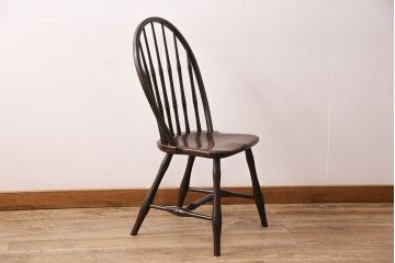 中古　松本民芸家具の竹節のデザインがお洒落なループバックチェア(定価約12万円)(ダイニングチェア、椅子、板座チェア)(R-048072)