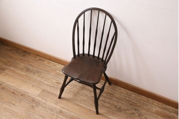 中古　松本民芸家具の竹節のデザインがお洒落なループバックチェア(定価約12万円)(ダイニングチェア、椅子、板座チェア)(R-048072)