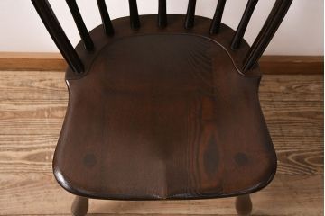 中古　松本民芸家具の竹節のデザインがお洒落なループバックチェア(定価約12万円)(ダイニングチェア、椅子、板座チェア)(R-048072)