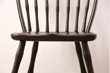 中古　松本民芸家具の竹節のデザインがお洒落なループバックチェア(定価約12万円)(ダイニングチェア、椅子、板座チェア)(R-048072)