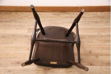 中古　松本民芸家具の竹節のデザインがお洒落なループバックチェア(定価約12万円)(ダイニングチェア、椅子、板座チェア)(R-048073)