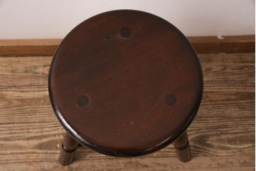 中古　松本民芸家具　花台としても活躍する温もりあふれる三脚スツール(椅子、花台)(R-048074)