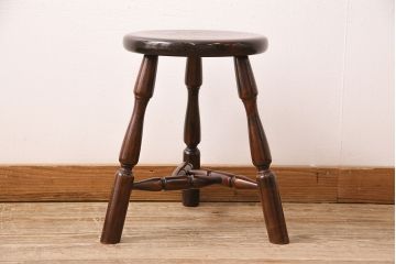 中古　松本民芸家具　花台としても活躍する温もりあふれる三脚スツール(椅子、花台)(R-048074)