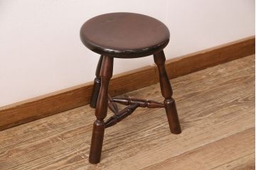 中古　松本民芸家具　花台としても活躍する温もりあふれる三脚スツール(椅子、花台)(R-048074)