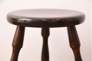 中古　松本民芸家具　花台としても活躍する温もりあふれる三脚スツール(椅子、花台)(R-048074)