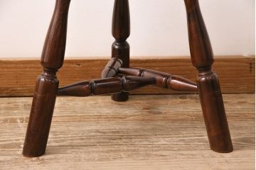 中古　松本民芸家具　花台としても活躍する温もりあふれる三脚スツール(椅子、花台)(R-048074)
