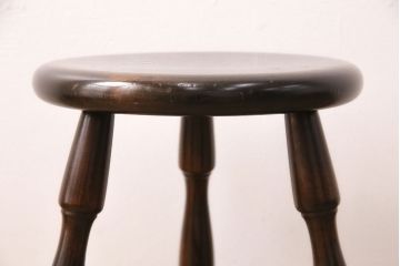 中古　松本民芸家具　花台としても活躍する温もりあふれる三脚スツール(椅子、花台)(R-048075)