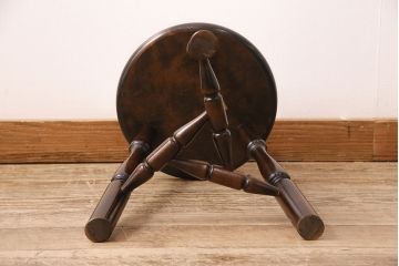 中古　松本民芸家具　花台としても活躍する温もりあふれる三脚スツール(椅子、花台)(R-048075)