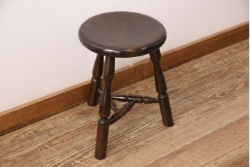 中古　松本民芸家具　花台としても活躍する温もりあふれる三脚スツール(椅子、花台)(R-048075)