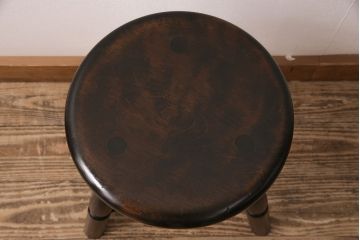 中古　松本民芸家具　花台としても活躍する温もりあふれる三脚スツール(椅子、花台)(R-048075)