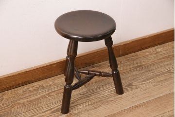 中古　松本民芸家具　花台としても活躍する温もりあふれる三脚スツール(椅子、花台)(R-048080)
