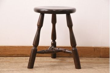 中古　松本民芸家具　花台としても活躍する温もりあふれる三脚スツール(椅子、花台)(R-048080)
