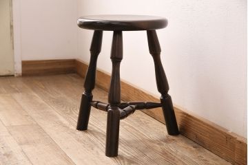 中古　松本民芸家具　花台としても活躍する温もりあふれる三脚スツール(椅子、花台)(R-048080)