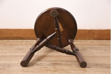 中古　松本民芸家具　花台としても活躍する温もりあふれる三脚スツール(椅子、花台)(R-048080)