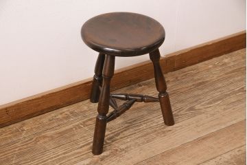 中古　松本民芸家具　花台としても活躍する温もりあふれる三脚スツール(椅子、花台)(R-048081)