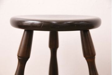 中古　松本民芸家具　花台としても活躍する温もりあふれる三脚スツール(椅子、花台)(R-048081)