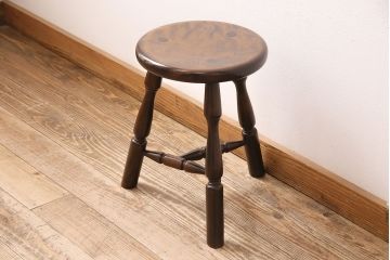 中古　松本民芸家具　花台としても活躍する温もりあふれる三脚スツール(椅子、花台)(R-048082)