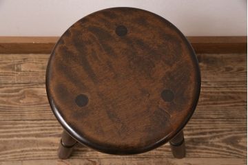 中古　松本民芸家具　花台としても活躍する温もりあふれる三脚スツール(椅子、花台)(R-048082)