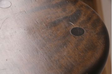 中古　松本民芸家具　花台としても活躍する温もりあふれる三脚スツール(椅子、花台)(R-048082)