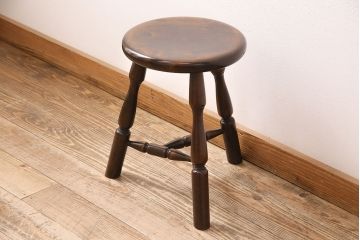 中古　松本民芸家具　花台としても活躍する温もりあふれる三脚スツール(椅子、花台)(R-048083)