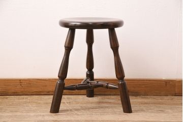 中古　松本民芸家具　花台としても活躍する温もりあふれる三脚スツール(椅子、花台)(R-048083)