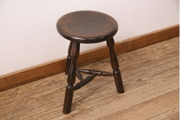 中古　松本民芸家具　花台としても活躍する温もりあふれる三脚スツール(椅子、花台)(R-048083)
