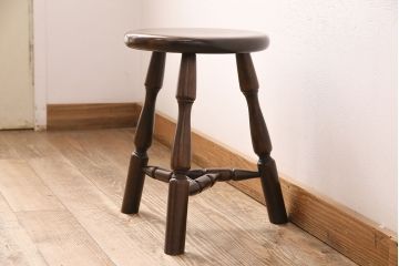 中古　松本民芸家具　花台としても活躍する温もりあふれる三脚スツール(椅子、花台)(R-048083)